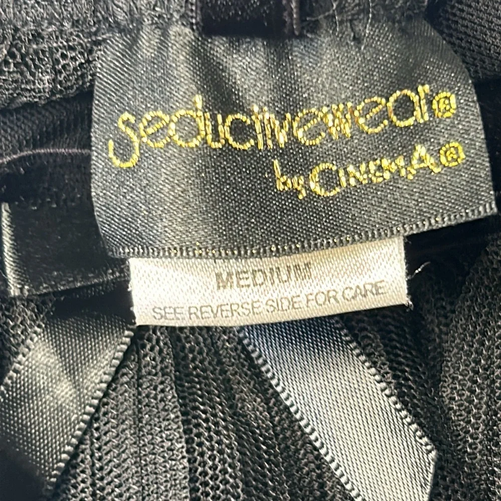 Seductivewear by Cinema Sheer Tulle Pleated Mini Skirt with Garters & Thong Sz M - Picture 10 of 11